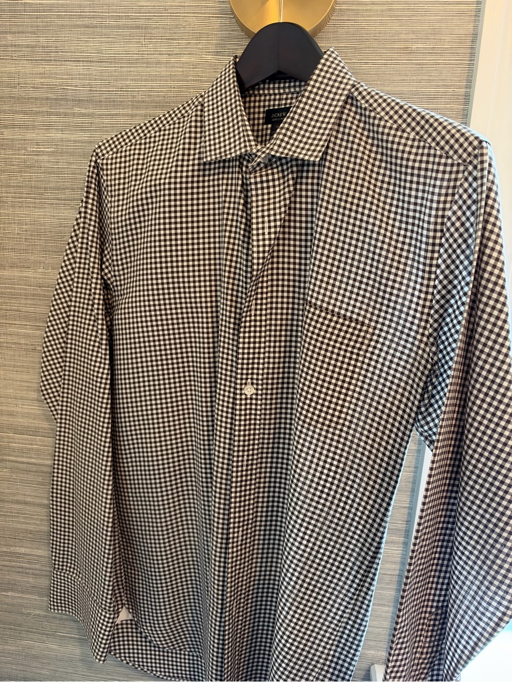 J. Crew Men's Black & White Gingham Dress Shirt - Tailored Collared Button-Down